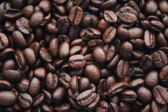 Close up roasted coffee beans