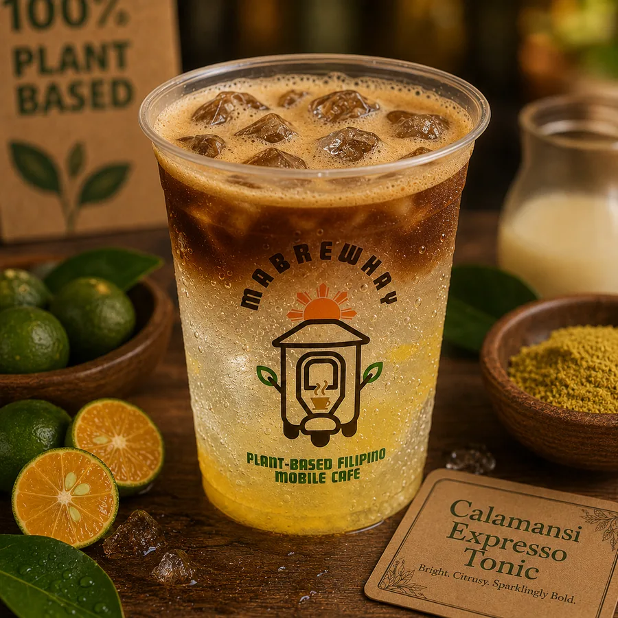 Calamansi espresso tonic with MabrewHay branding