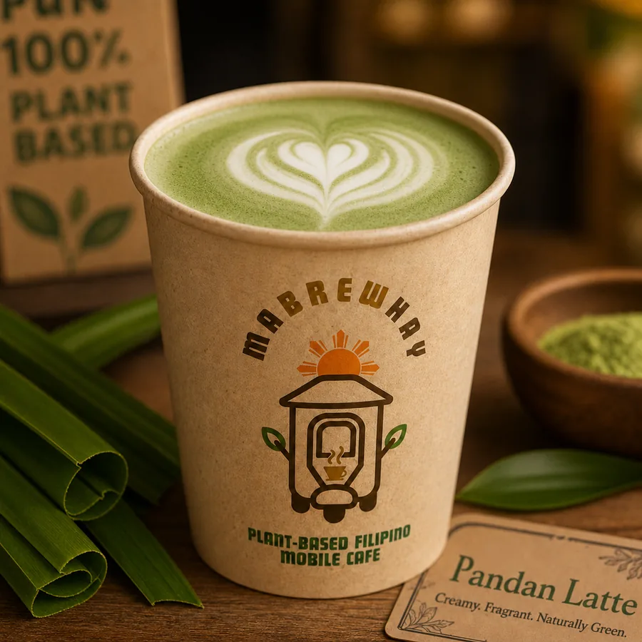 Pandan latte with MabrewHay branding